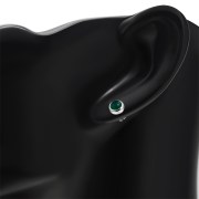 Green Enamel Round Silver Stud Earrings, e423st